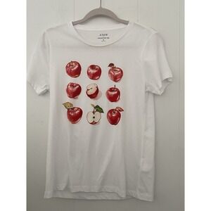 J.Crew Collector T-Shirt with Apple Graphic Tee Print White Cotton New $50